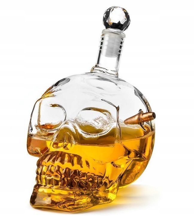 Nepriestrelná karafa na lebku s guľkou 700 ml HALLOWEEN